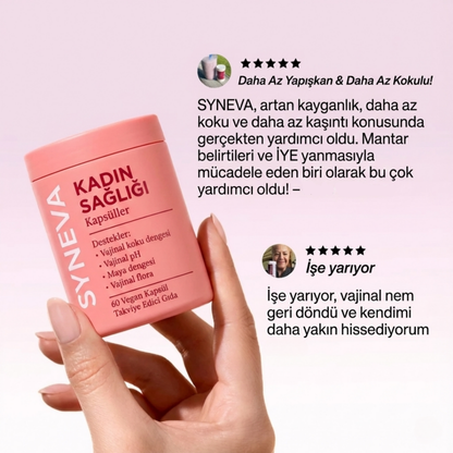 Syneva® Kadın Sağlığı Desteği kapsülleri, kadın sağlığı için faydalı ve etkili destek sunar.