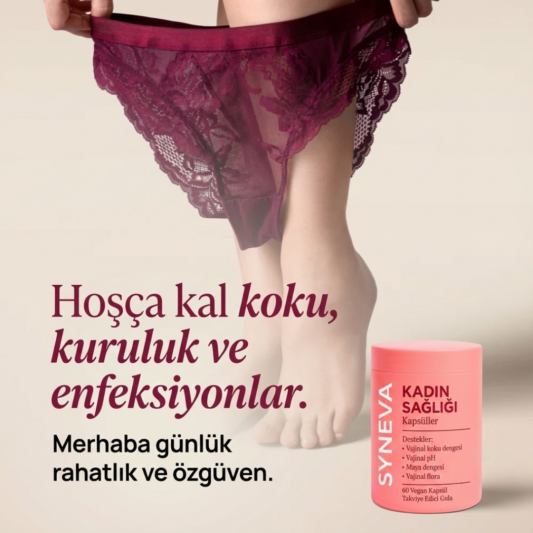 Syneva® Kadın Sağlığı Desteği, kadın sağlığını destekleyen kapsüller ve rahatlık sağlayan ürün.